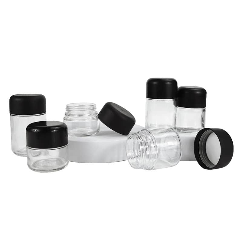 Wholesale Small Glass Concentrate Jar with Black Child-Resistant Lid