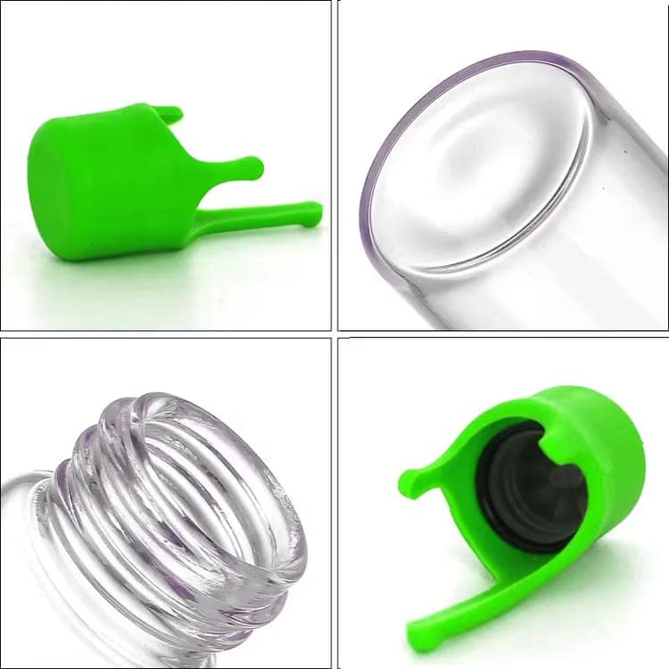 Close-up of borosilicate glass tube and dripping wax silicone cap texture